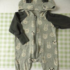 Tea Collection Bunny/Bear Romper, Size 0-3 Months